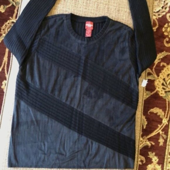 Black Faux Suede Textured Sweater - Picture 1 of 9